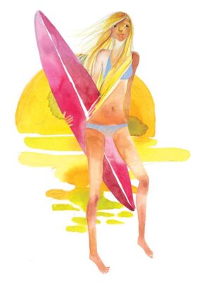 Girl Carrying Surfboard